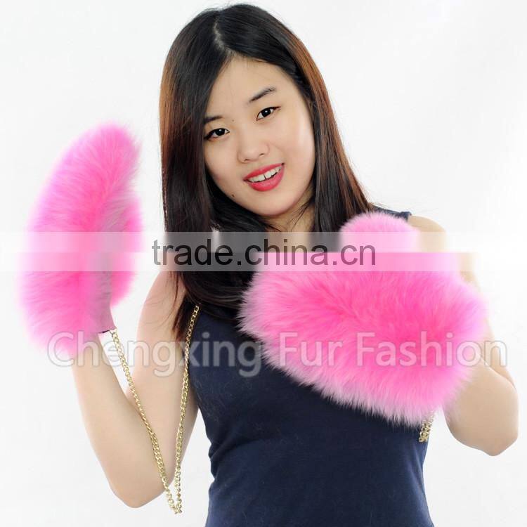 CX-A-67A Genuine Fox Fur Fingerless Winter Leather Glove