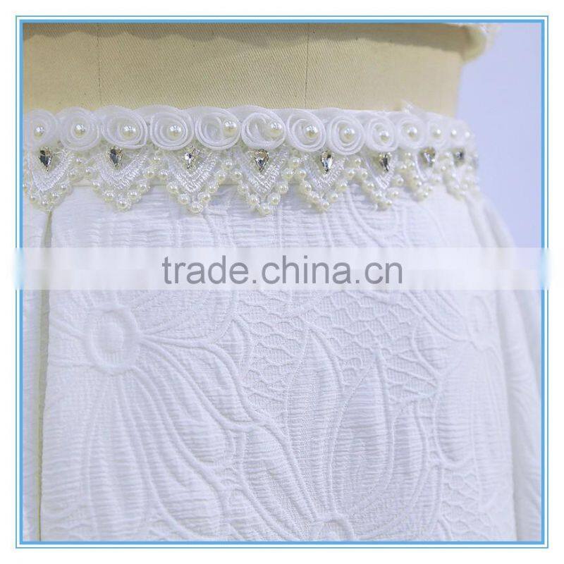 New design two piece front short back long trailing wedding dress