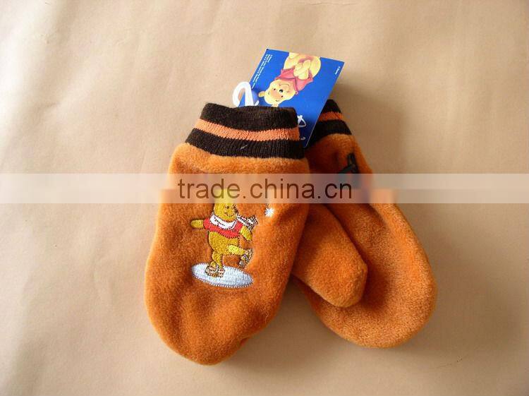 winter polar fleece fingerless mitten knit embroidery baby children kids mitten cheap customer logo boy girl mitten