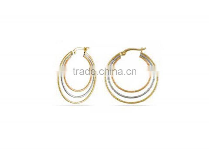 Artificial Gold Plated Tri Tone Hoop Earrings