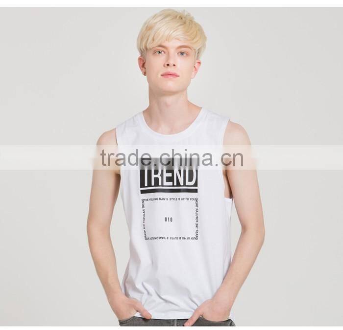 Men's trend printed fitness tank tops wholesale