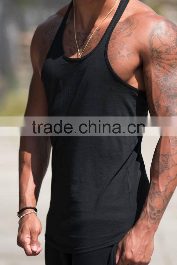 Mens plain stringer vest bodybuilding sports wear custom gym tank top