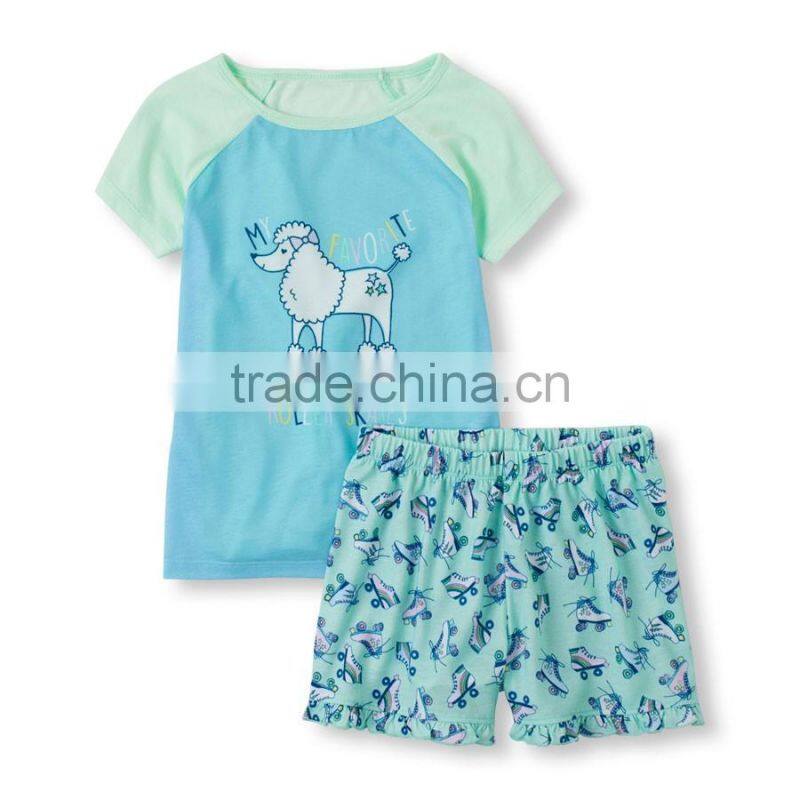 Girls Poodle printed short pajama set