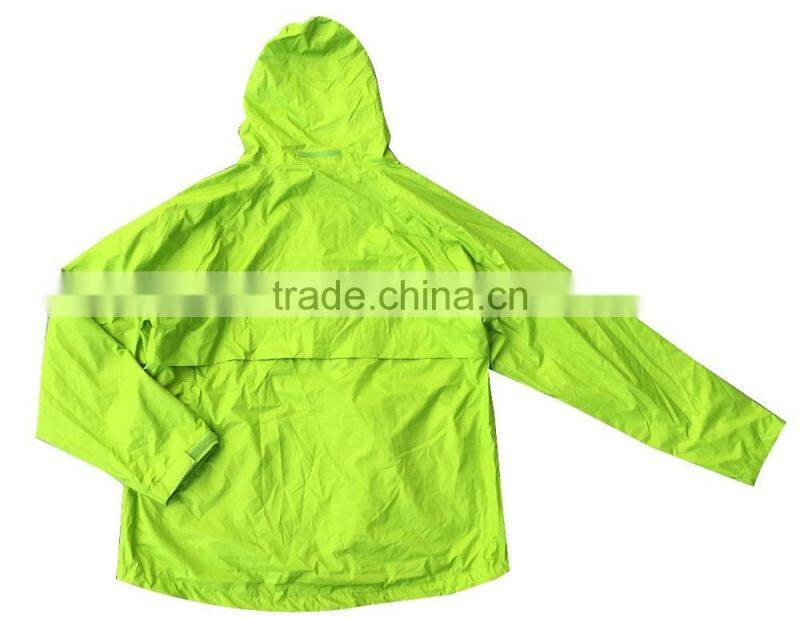 Waterproof raincoat men varsity handbag raincoat polyester rain jacket with pouch bag