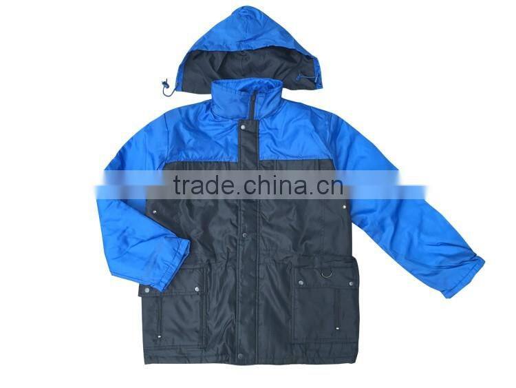 Mens two color hoodies parka for men blue coat
