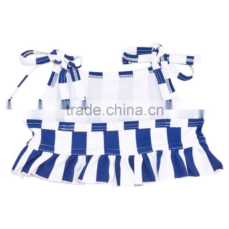 2017 new style kids infant custom Blue and White Stripe Swimsuit children bikini for little baby girls swimwear