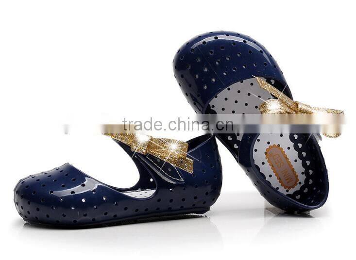 Shining side bow velcro type mini melissa jelly shoes