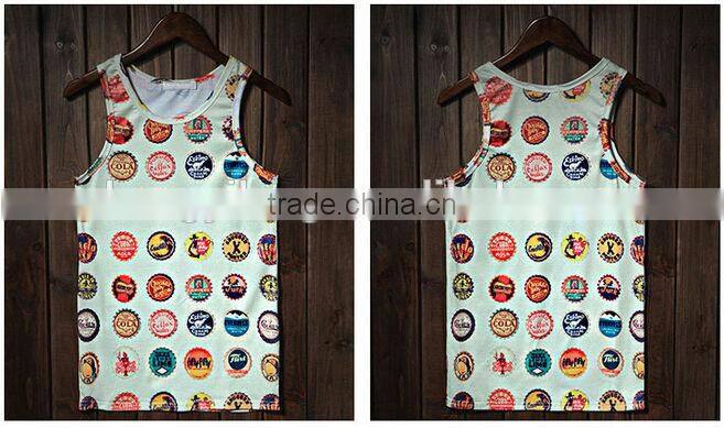 2014 oem sublimation printed men's running singlet fcustom design actory