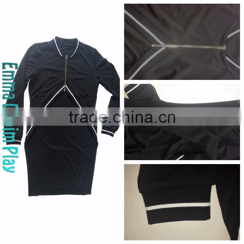 Customized Two Tone Trimming Longline Urban Bomber Jackets for Ladies
