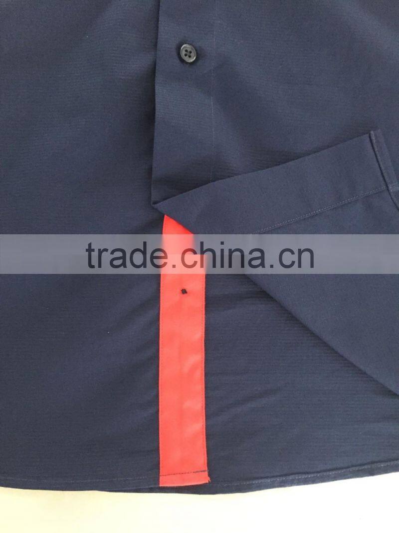 2017 latest contrast casual spread collar men's shirt with embroidery