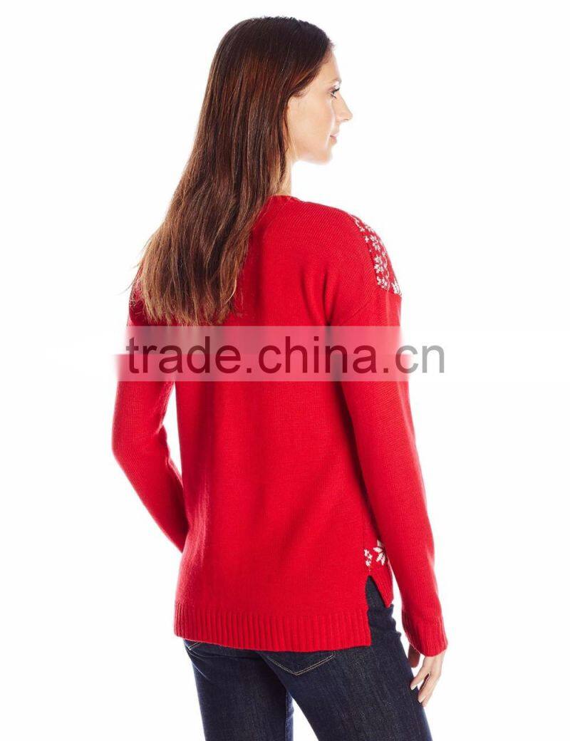Women Reindeer Head Pattern Christmas Jumper Sweater