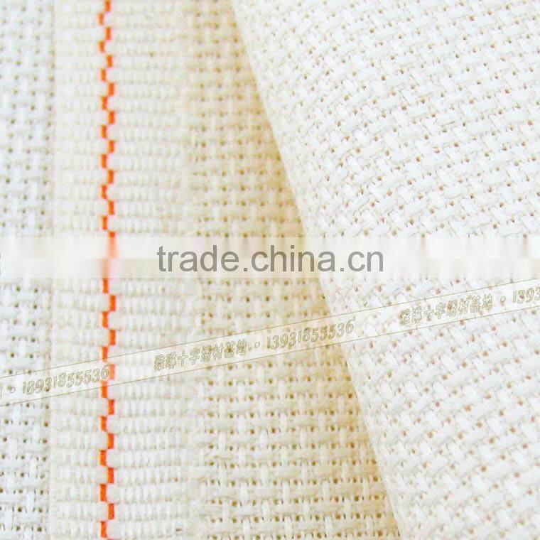 Hot sell high quality China 100% cotton fabric 14 CT clear hole beige white cross stitch cottonfabric