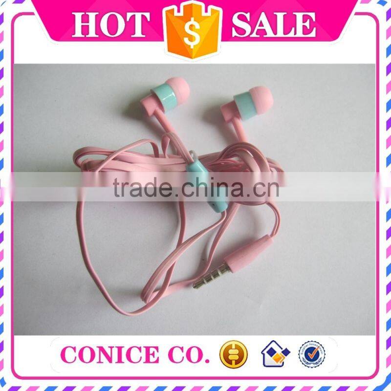 2015 hottest sale waterproof pink silicone plastic plug in ear earbuds magic stereo HIFI handsfree wired earphones with mic