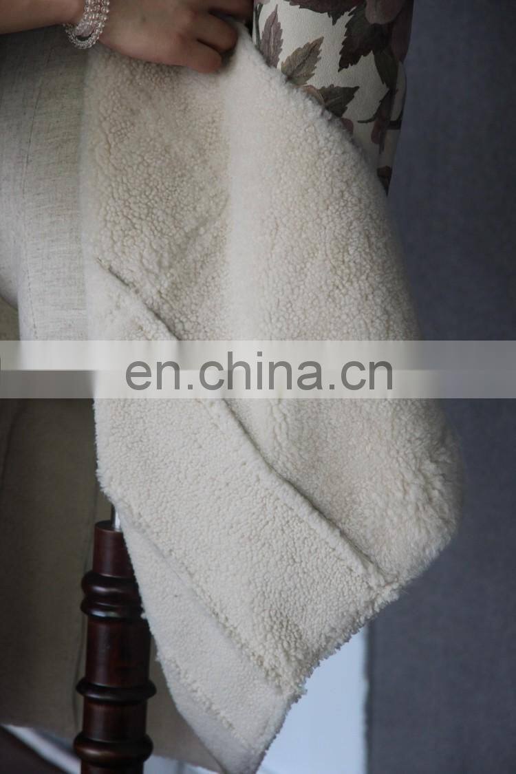 Glorious Design Floral Prints Sheepskin Fur Garment Top Quality Sheep Fur Jacket Ladies Long Fur Dress