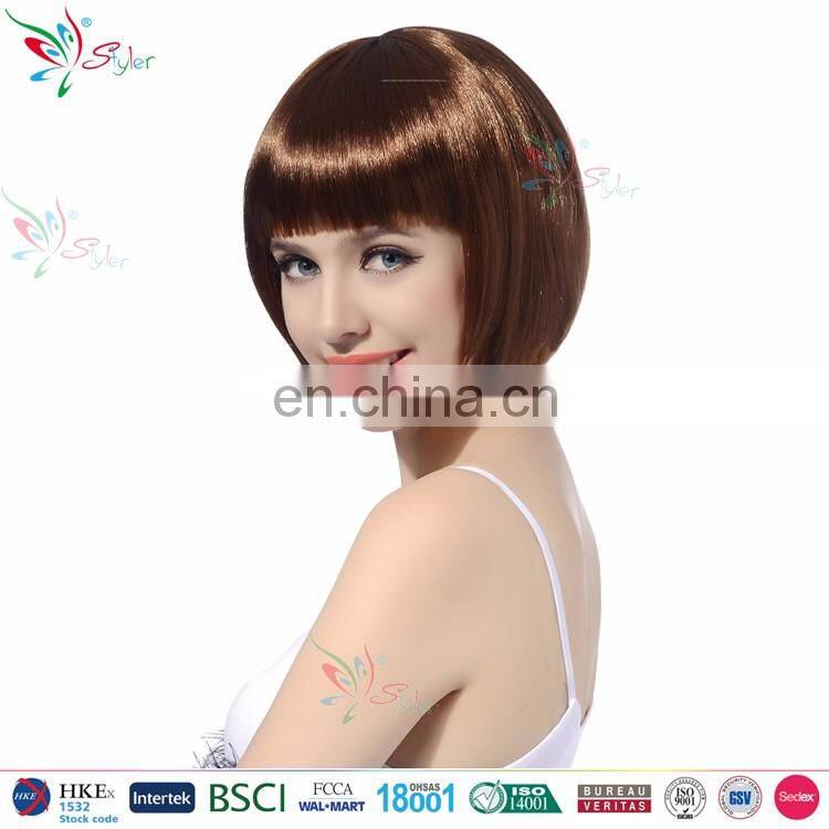 2016 Party Time synthetic fibre cheap black and brown short bob wig