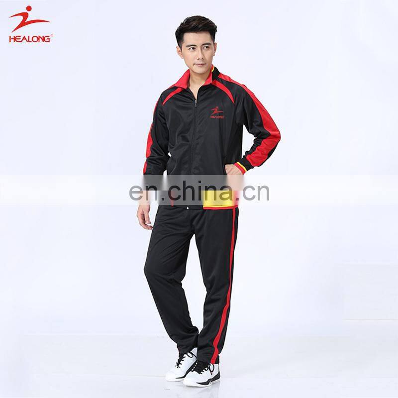 2017 Customise Black Top Design Tracksuit Sport Fashion Latest Basketball Tracksuit Set