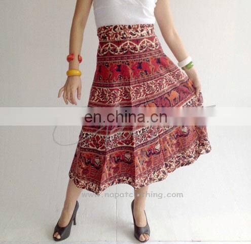 India Art Print style ladies sexy cotton wrap around skirts