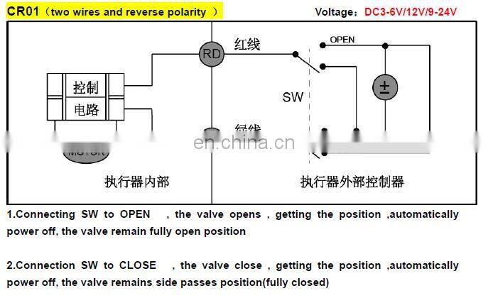 2 way mini electric actuator control valve brass CR01two wires DC12V 1/2" NPT motorized ball valve