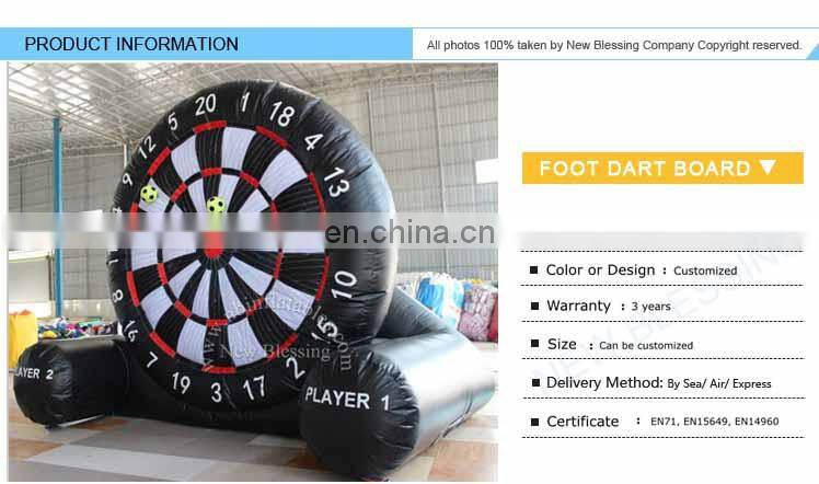 Factory inflatable soccer dart board game, cheap inflatable foot dart game with 5 balls