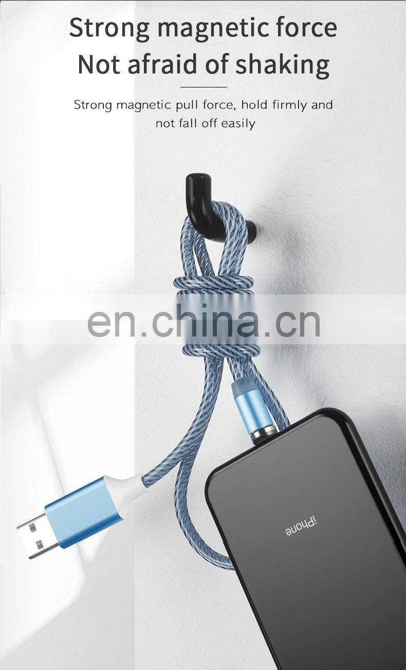 Shenzhen Data Line Newest 2020 Golden Sky Colorful Nylon 1M Micro Usb Type-C Ios Cable 3 In1 Fast Charge Cellphone Data Line
