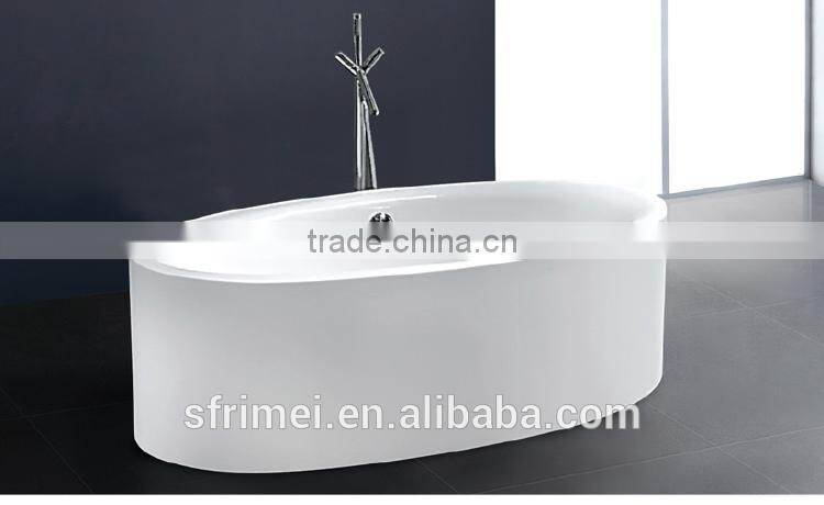 White Acrylic Oval Cheap Freestanding Indoor Adult Portable Soaking Bathtub