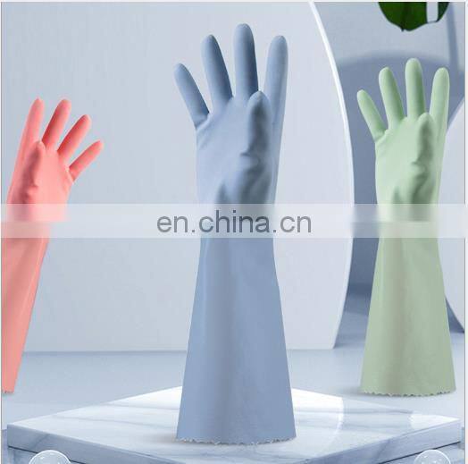 Wholesale High Quality Woman Pink Long Cuff PVC Kitchen dishwashing Household Gloves