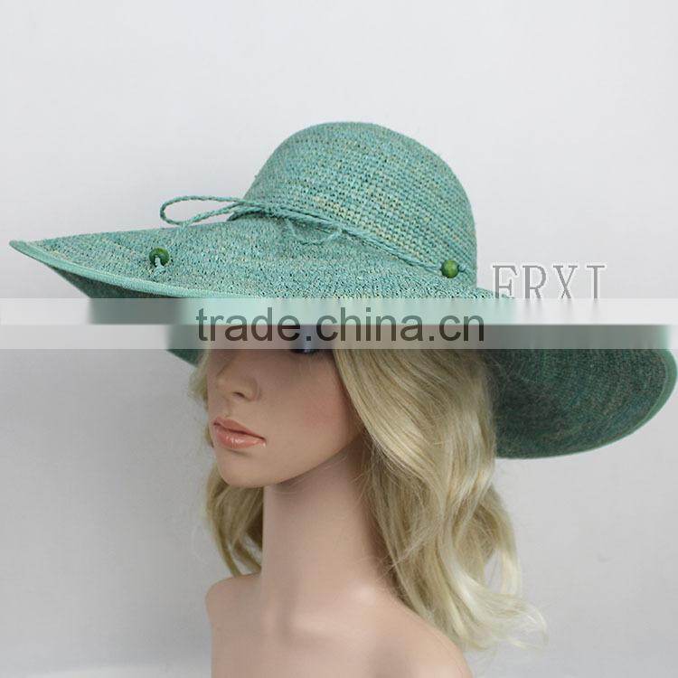 New Design Custom Adjust Raffia Straw Crochet Hat Wholesale