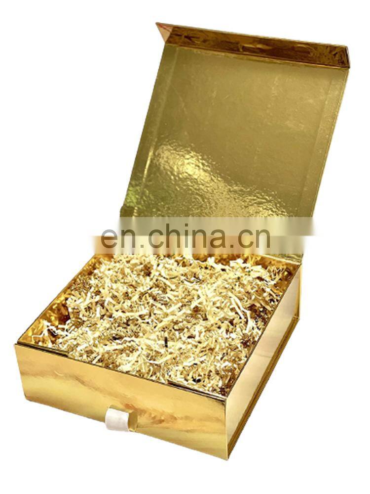 luxury gift box packaging for jewelry golden textured paper custom logo magnetic gift box
