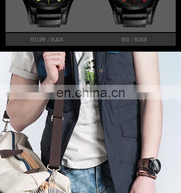 Custom SKMEI 9165 Water Resistant Leather Band Quartz Watches Men Wrist