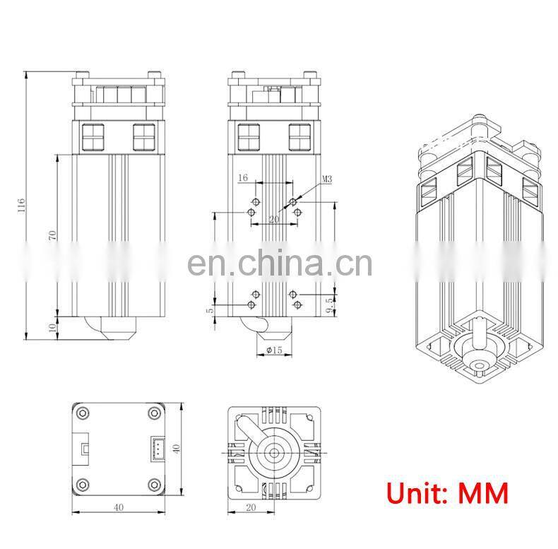 Blue-Violet Light Cutting Laser Module Output Power 40W Fixed Focus 450NM Engraving Laser Module