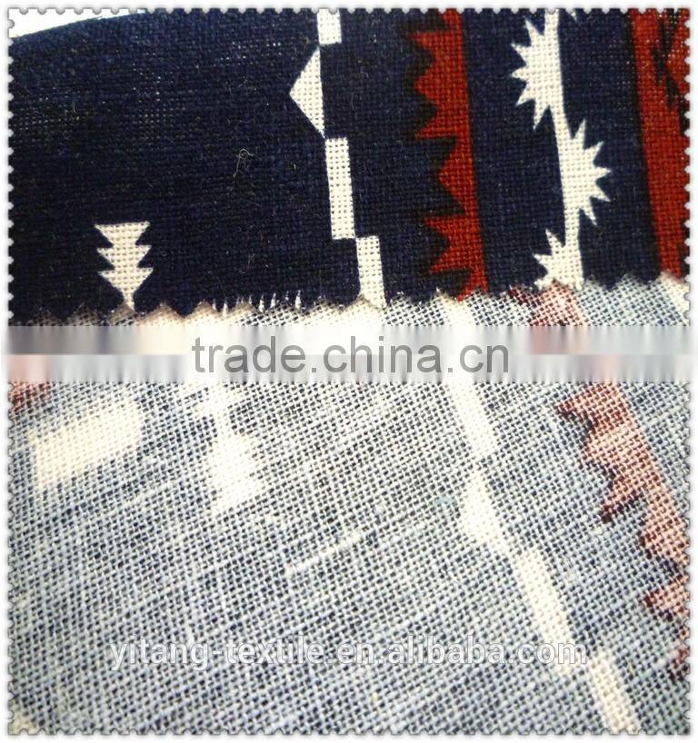 printed linen fabric with fish pattern