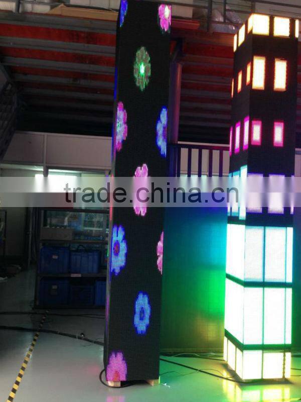 square pillar p10 indoor KTV hotel stage back full color LED square video screen