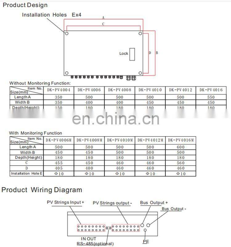 IP65 Cold pressed steel PV Array 4ways~52ways Dc junction box PV combiner box