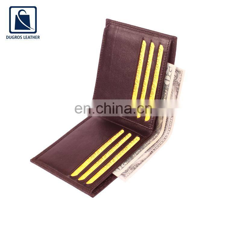 High Quality Nickle Fitting Matching Stitching Stylish and Premium Genuine Leather Men Wallet from Indian Exporters