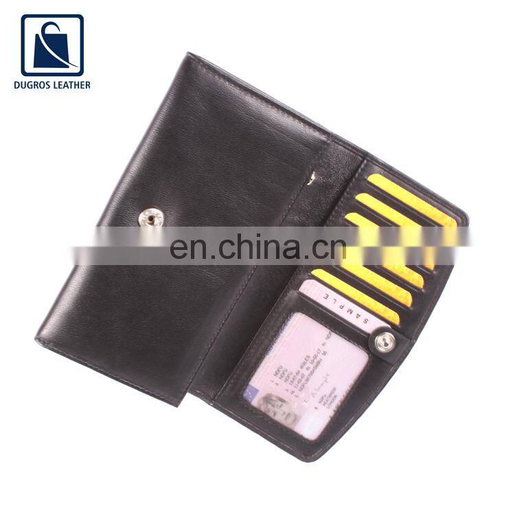 2022 New Arrival Eye Catching Design Nickle Fitting Matching Stitching Genuine Leather Women Wallet for Wholesale Buyers