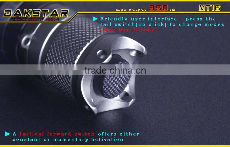 DAKSTAR MT16 XML T6 950LM 18650 High Power Deep Reflector CREE LED Police Tactical Flashlight Rechargeable Torch