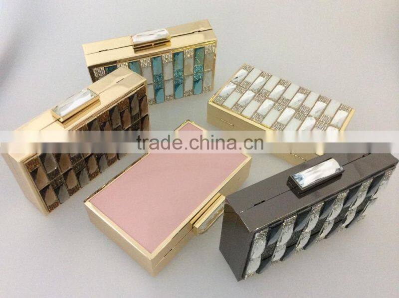 Synthesised crystal evening clutch bags, uniquel design and optional color