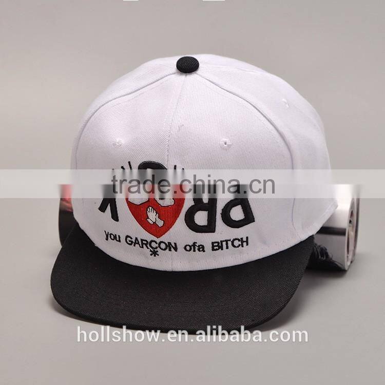 Cute Lovely Letter Embroidery 6 Panel Flat Brim Hiphop Hat Snapback Manufacturer