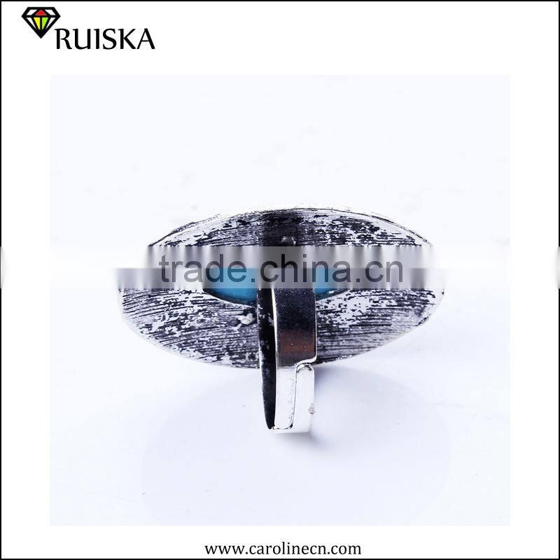 Caroline Fashion Antique Silver Oval Mens Turquoise Rings