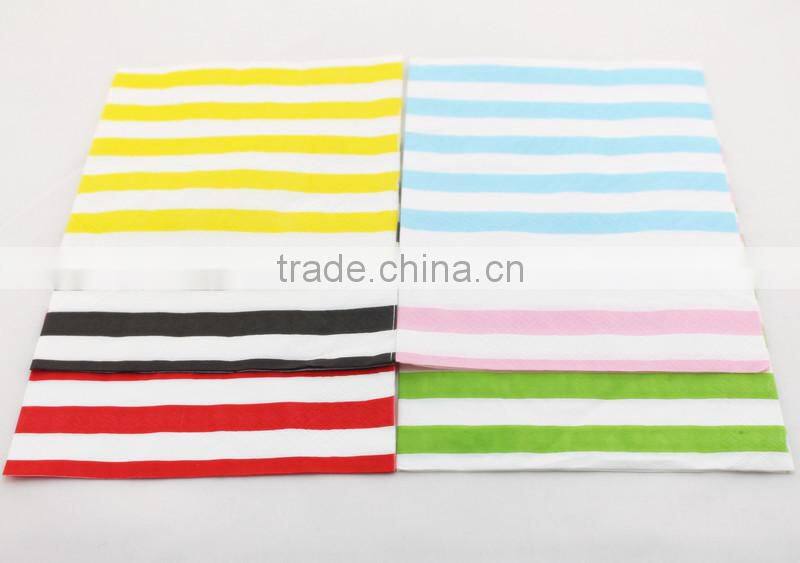 Enviromental High Quality Striped Tissue Paper Napkins for Party Favor
