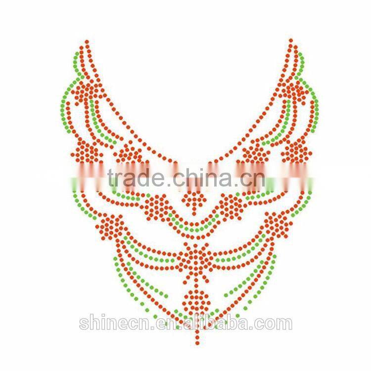 New design shirt collar motif Middle east quality Fashion customized hotfix rhinestone heat transfer motif