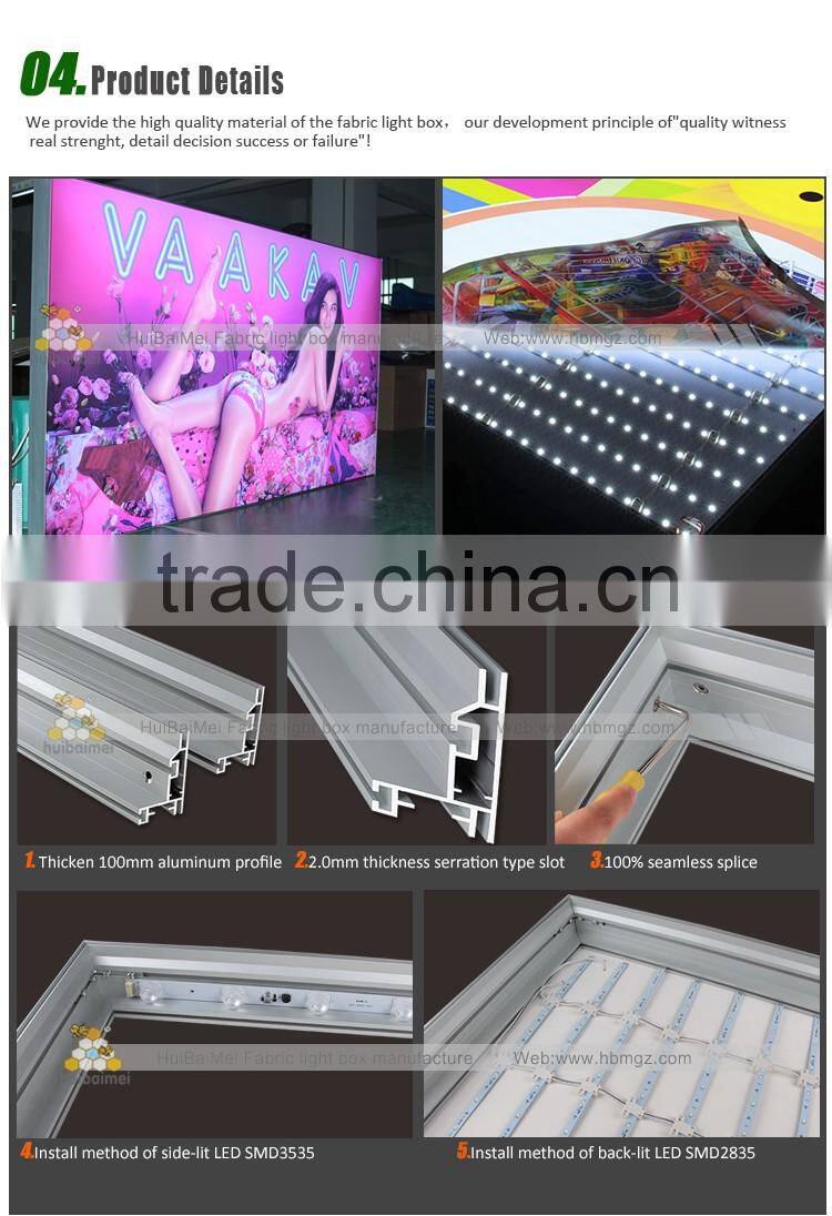 Backlit Trade Show Displays LED Advertising Frameless Light Box