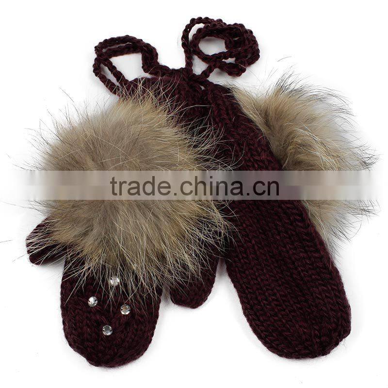 Plain wool knitted women stylish winter knitted gloves