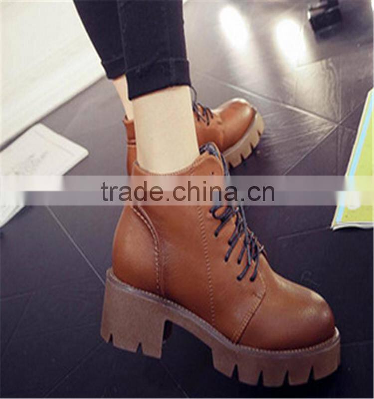 New style women platform high top lace up classy leather blue boots