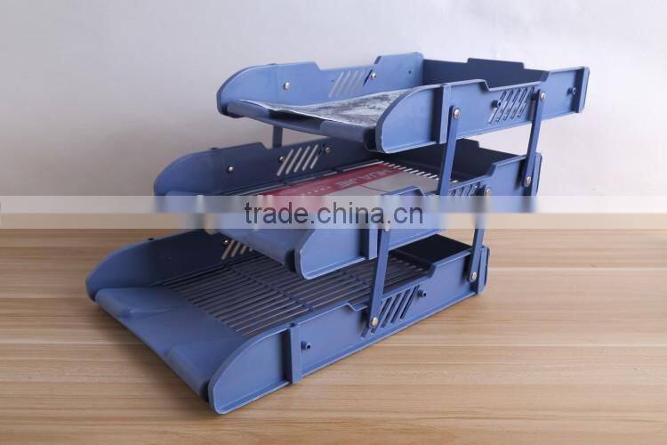 Office plastic file document tray with 3 trays