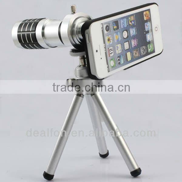 12x ZOOM METAL TELESCOPE CAMERA LENS with TRIPOD CASE FOR IPHONE 5G