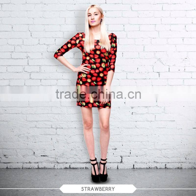 high quality dress fullprint 3D digital ready stock custom sublimation print for Women ladies fashion dress