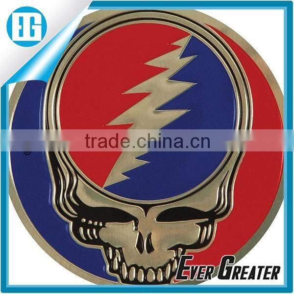 Custom embossed metal sticker self adhesive embossed metal sticker wine bottle embossed metal sticker