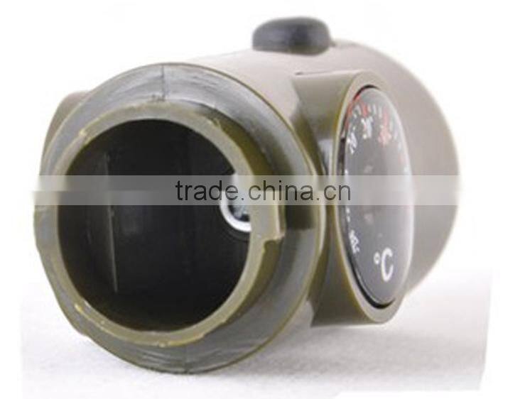 outdoor 7 in 1 multi functional survival emergency training whistle with compass LED light thermometer