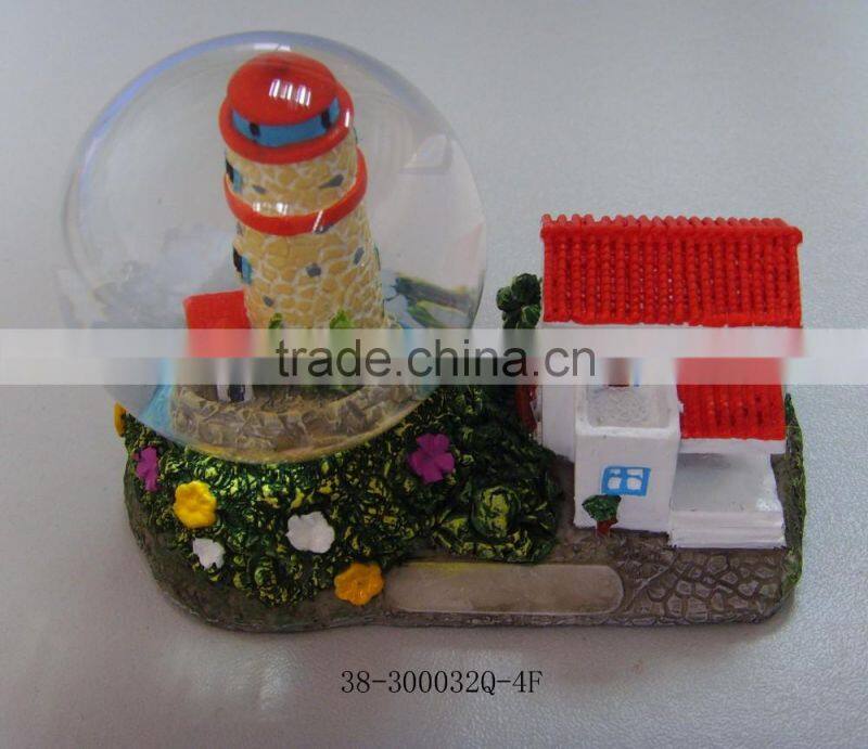 polyresin whale and light house water globe
